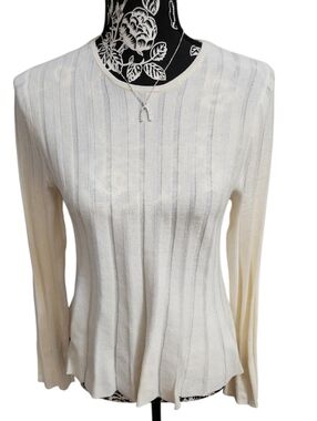 Vero Moda Cream Ribbed Long Sleeve Knit Top